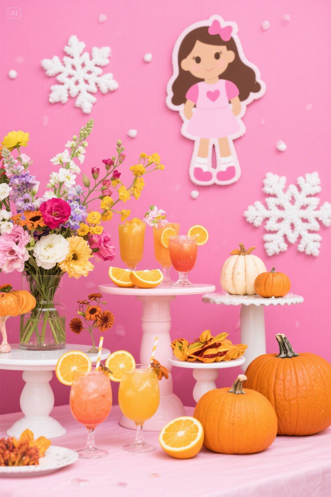 dreamina 2025 08 23 1297 Seasonal mashup display—spring flowers, ...